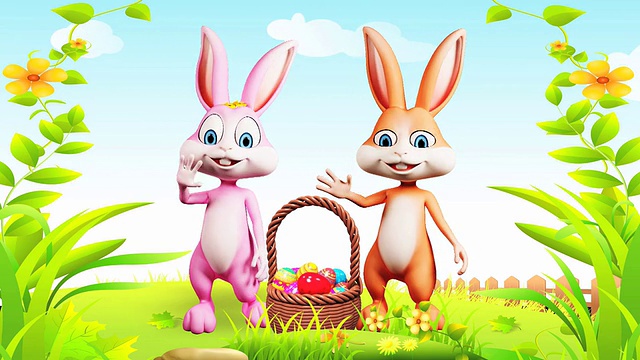复活节兔子与鸡蛋篮子视频下载