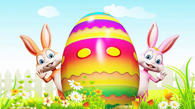 带着大鸡蛋的复活节兔子视频素材