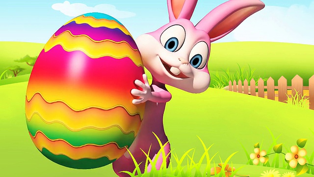 带着大蛋的复活节兔子视频素材