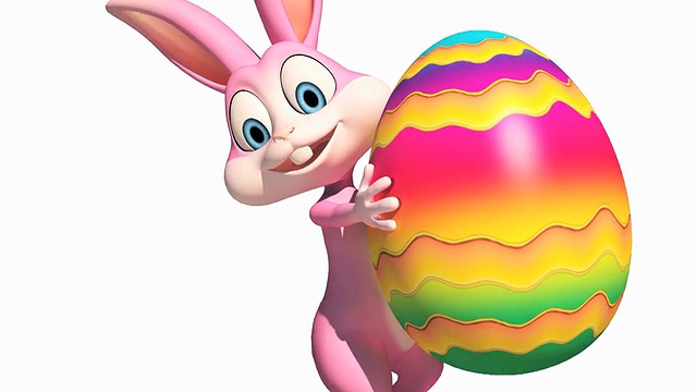 复活节兔子带着大鸡蛋散步视频素材