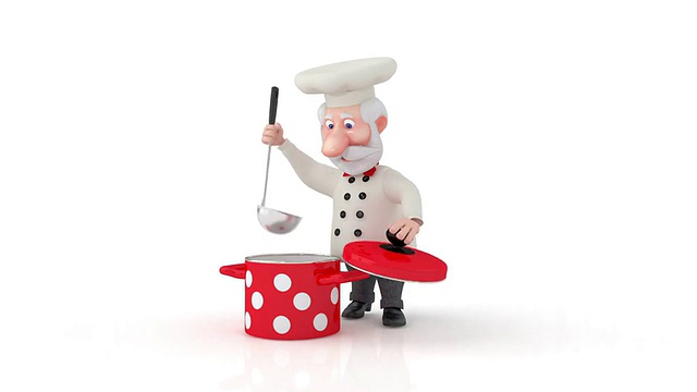 3D厨师用平底锅。视频下载