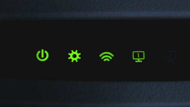 Wi-Fi路由器图标闪烁按钮，网络，电源，设置视频素材
