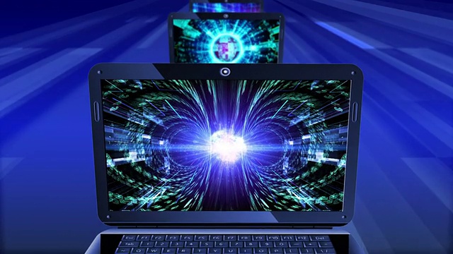 笔记本电脑屏幕上的抽象技术背景。视频素材