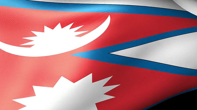 尼泊尔的国旗挥舞着视频素材