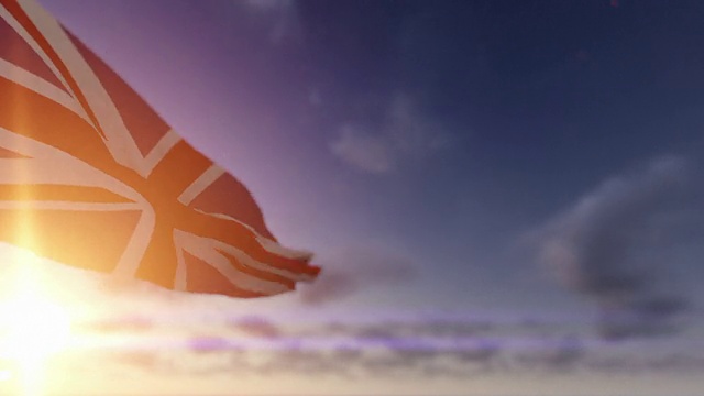 英国国旗对抗时间流逝云，光面无光包括视频素材
