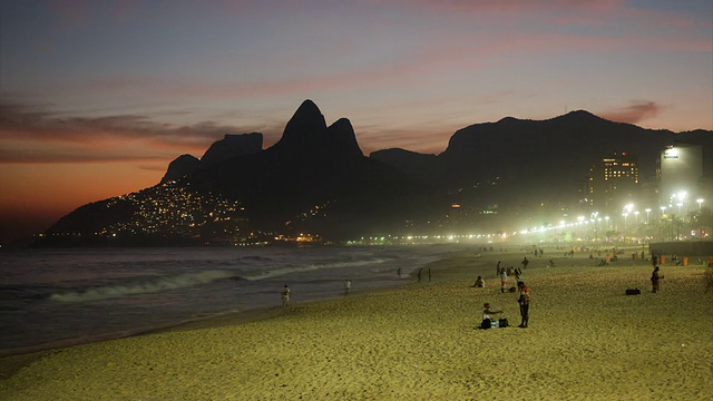 依帕内玛海滩日落，巴西里约热内卢视频素材