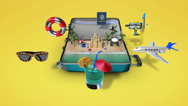 打开旅行袋，行李箱，准备旅行，旅游视频下载