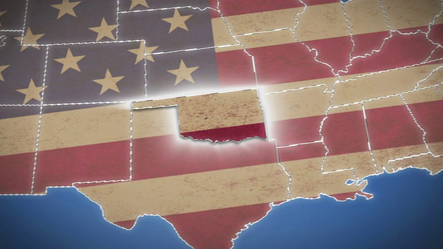 美国地图，俄克拉荷马州退出，所有州可用视频素材