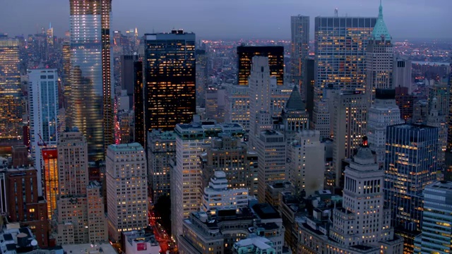 傍晚的曼哈顿金融区，航拍视频下载