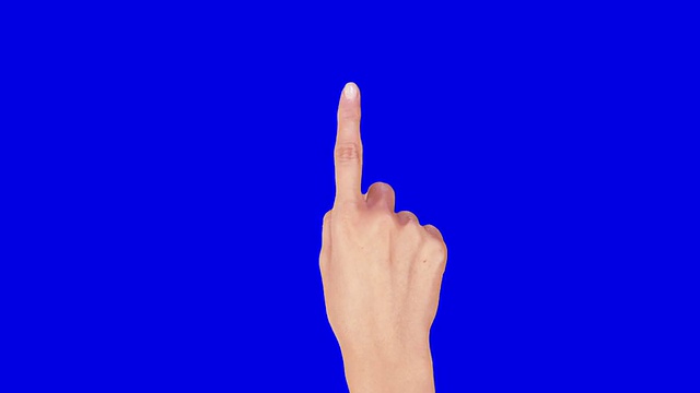 女性的手。平板电脑。触屏手势。蓝色屏幕。视频素材