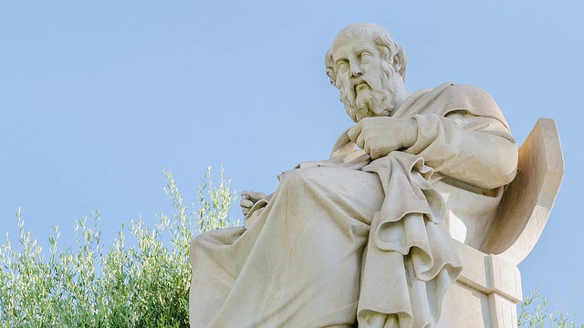 古希腊哲学家柏拉图的大理石雕像，时间流逝视频下载