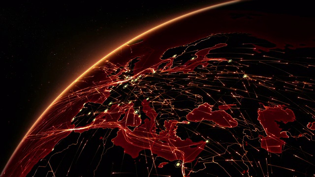 地球连接。欧洲。红色的。视频素材