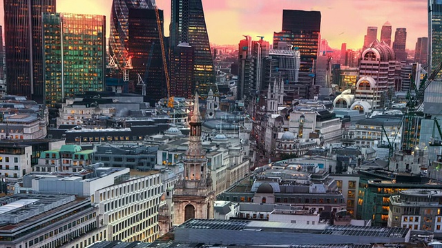 伦敦城日落的全景。视频素材