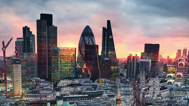 伦敦城日落的全景。视频素材