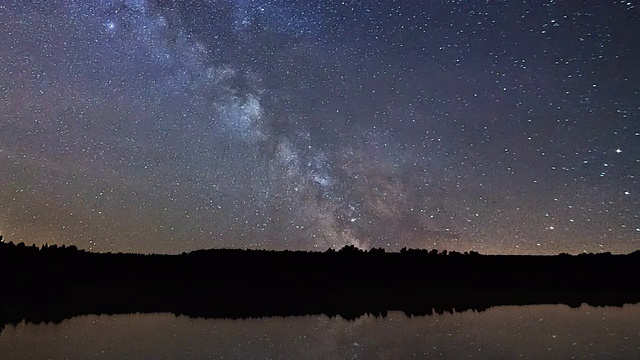 银河时光流逝在湖面上的倒影视频素材