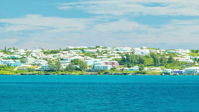 色彩缤纷的百慕大建筑，穿越热带岛屿视频下载