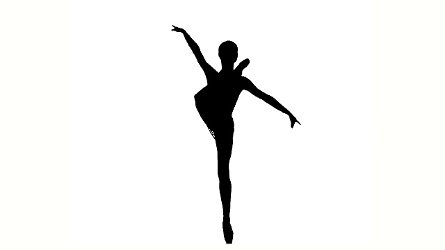 小芭蕾舞女演员在白色背景上摆姿势。轮廓。慢动作视频素材
