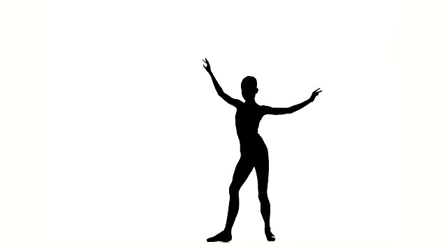 芭蕾舞女演员在白色背景上摆姿势。轮廓。慢动作视频素材