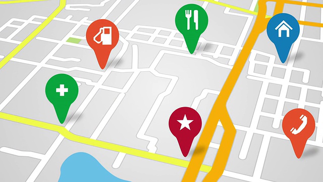 导航城市地图和图标动画视频素材