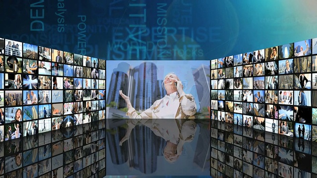 CG图形蒙太奇墙面多民族商业成就视频素材