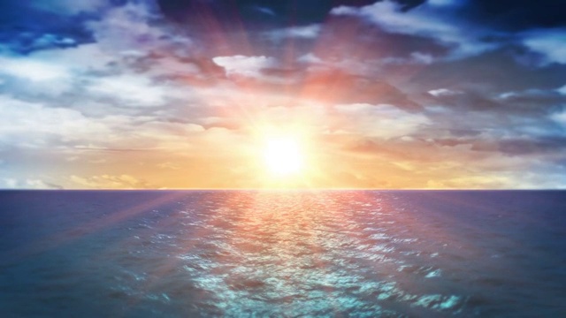 海洋日落与云彩(循环)视频下载