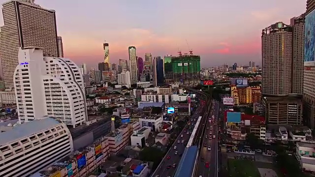 Silom和Sathorn，曼谷，无人机拍摄视频素材