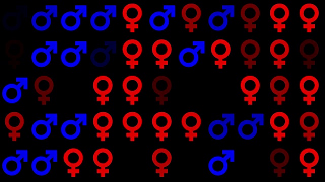 性别符号图标在红色和蓝色的黑色视频下载