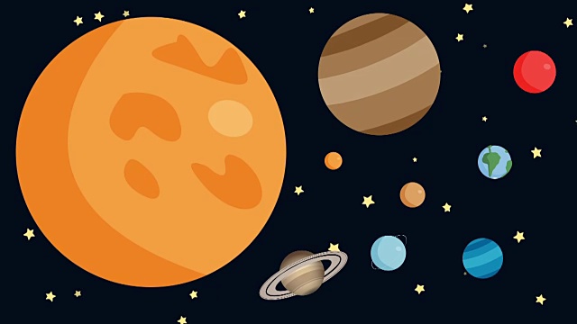 太阳系行星与流星在星空背景视频下载