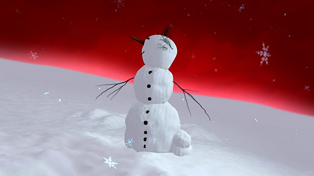 雪人红天空中心视频素材