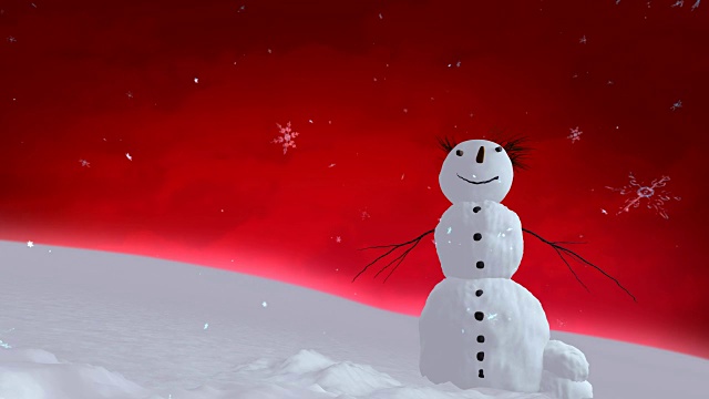雪人红色的天空视频素材