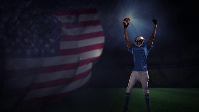 美式足球运动员示意胜利视频下载