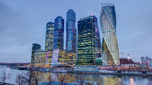 摩天楼国际商务中心城市，俄罗斯莫斯科视频素材