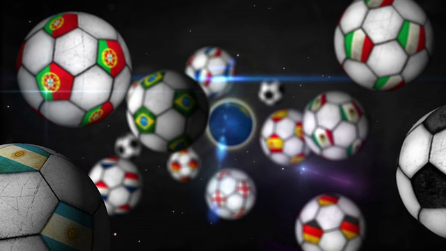 足球背景放大到地球巴西网络视频素材