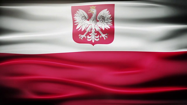 波兰国旗飘扬。视频下载