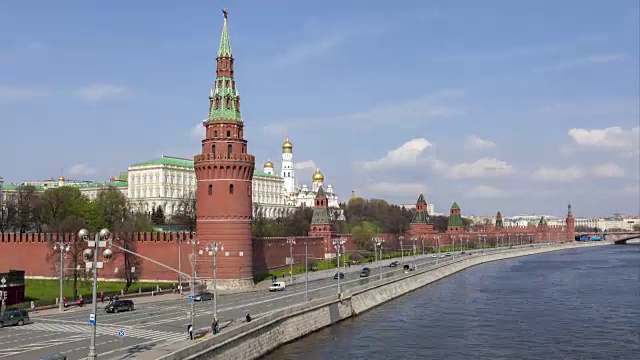 克里姆林宫墙和莫斯科河视频素材