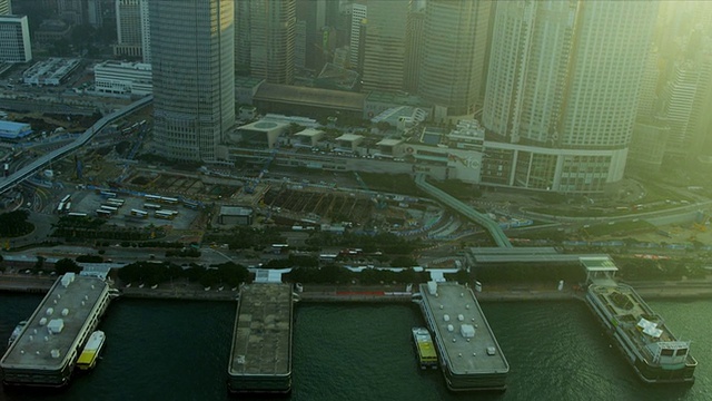 鸟瞰图维多利亚港香港视频素材