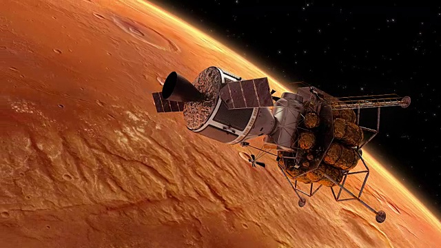 绕火星运行的星际空间站视频素材