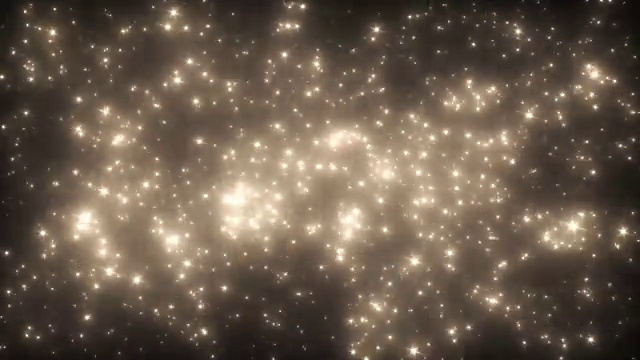 金色的星星和雪花在夜晚从天空飘落视频素材