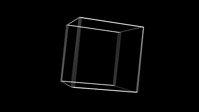 在黑色背景上以不同角度旋转的透明立方体视频下载