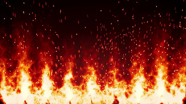 燃烧的火墙和火花可循环的背景视频下载