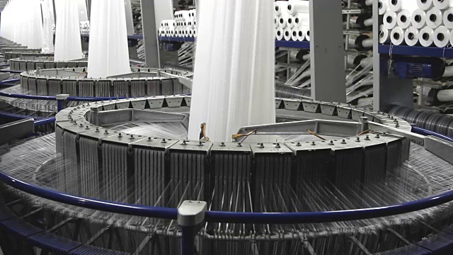 纺织工业-纺织厂的纺纱机视频下载