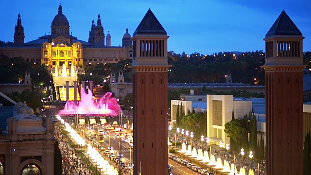 巴塞罗那的魔法喷泉视频素材
