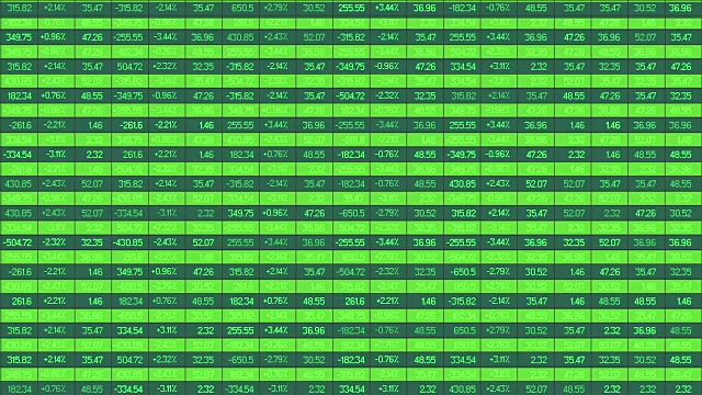 股票市场上数字变化的计算机图形。交易视频素材