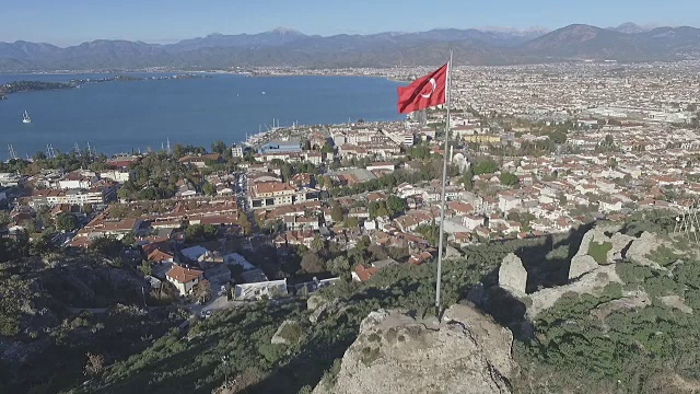 土耳其国旗费提耶城堡视频下载