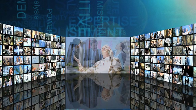 CG图形蒙太奇墙面多民族商业成就视频素材