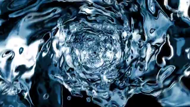 水漩涡形成美丽的3d动画。孤立的黑色背景与阿尔法通道。HD 1080。视频素材