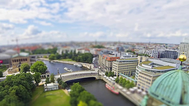 Aerial skyline view of Berlin city, Germany (Tilt-shift miniature effect)视频素材