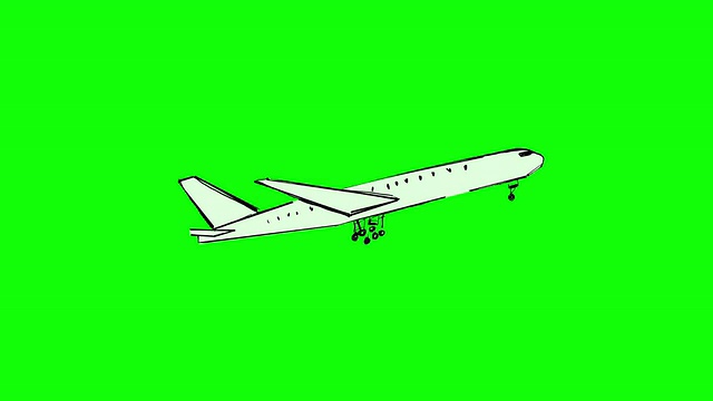 白色飞机缓慢出现的动画视频素材