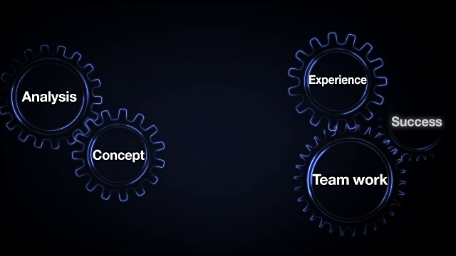 齿轮关键词，分析，团队，经验，概念，成功，触摸“商业计划”视频素材