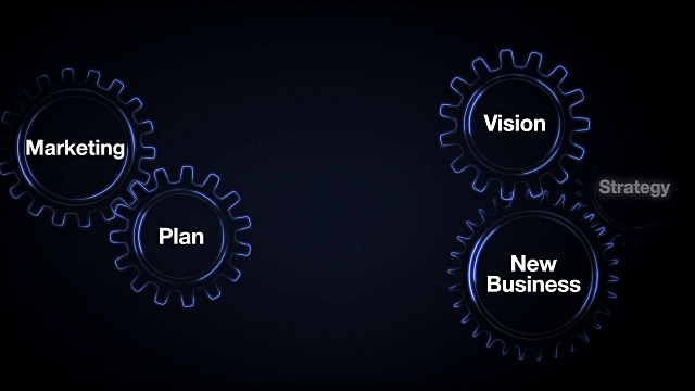 齿轮计划，营销，愿景，战略，新业务，商人触摸“业务”视频素材